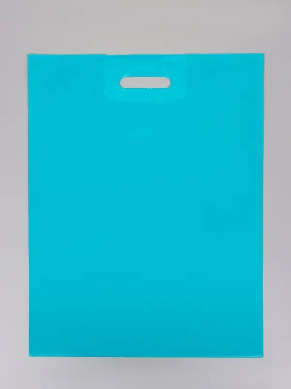 Пакет с вырубной усиленной ручкой ПВД, бирюзовый, 40&times;50 см, 45 мкм