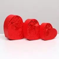 Набор подарочных коробок сердце 3 в 1, красный, I Love You, 21&times;19&times;9 - 15.5&times;14&times;6 см