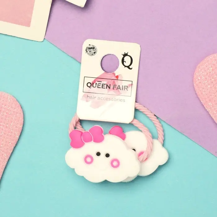 Резинка для волос  Резинка для волос "Крошка" (набор 2 шт) облачко,3 см, розовый