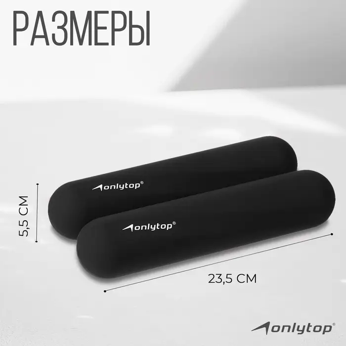 Гантели ONLYTOP для универсального отягощения, 2 шт., 2 кг, цвет чёрный