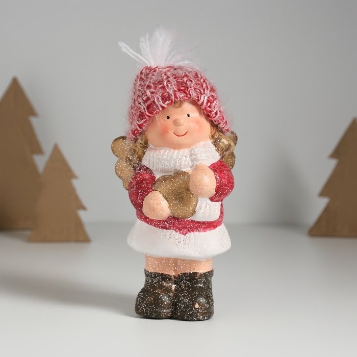 Сувенир керамика Сувенир керамика "Девочка-ангел в красном наряде, с сердечком" 7,5х5,5х17,5 см