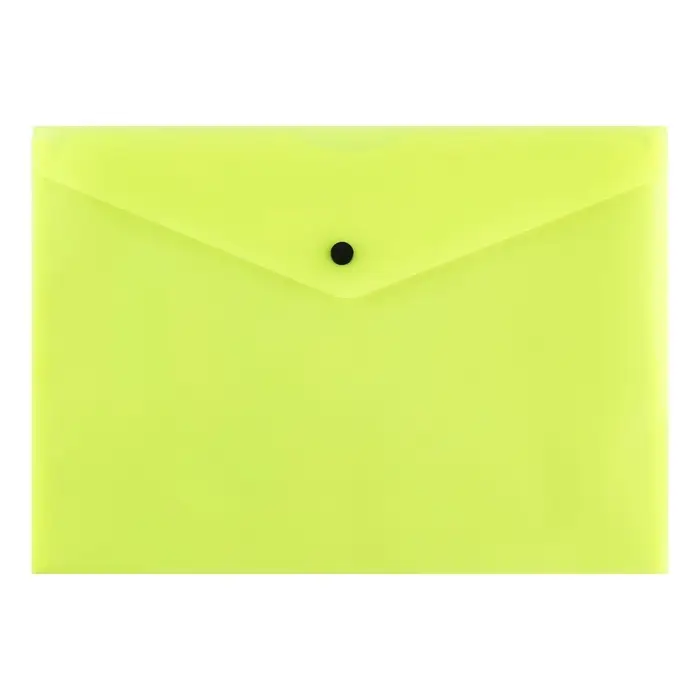 Папка-конверт на кнопке А4, 180 мкм, Calligrata Neon, полупрозрачная, неон желтый