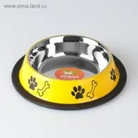 Миска с нескользящим основанием цветная с принтом, 235 мл, жёлтая