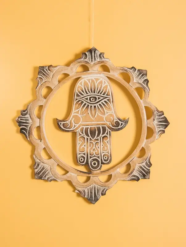 Панно "Хамса" МДФ, 30х30х1 см, цв. чёрно-бежевый