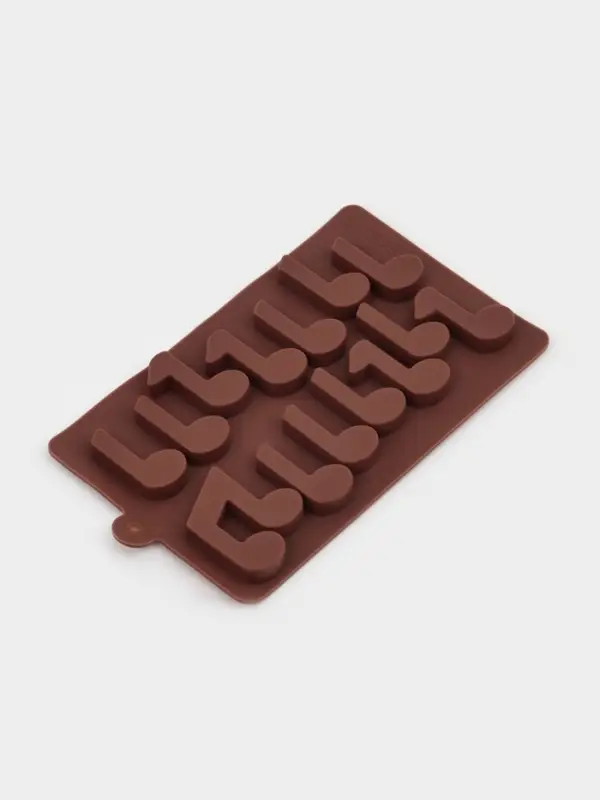 Форма для шоколада Доляна &laquo;Ноты&raquo;, силикон, 19.5&times;12&times;1 см, 15 ячеек (4.2&times;2.2 см), коричневый