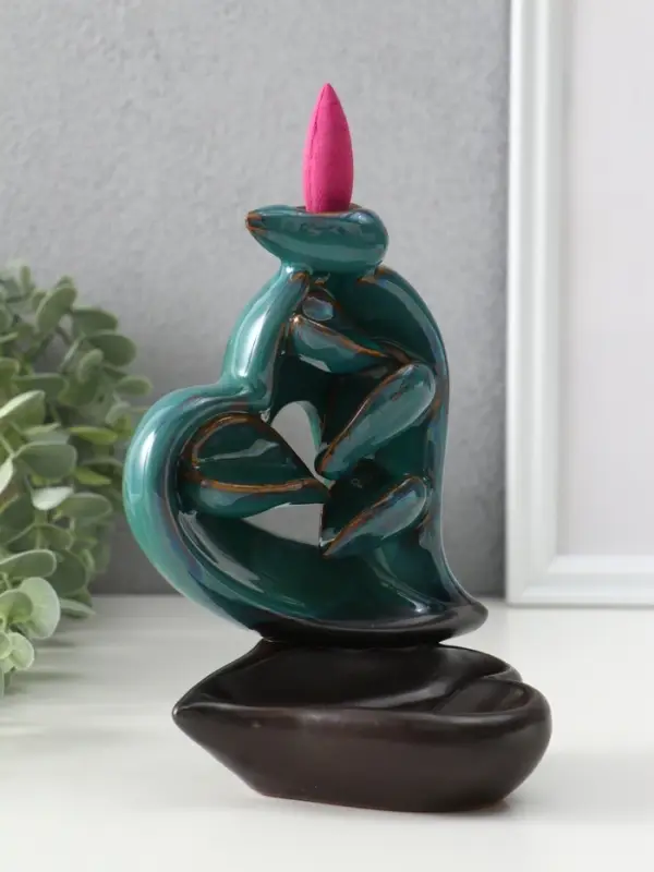 Подставка для благовоний TAKE IT EASY &laquo;Сердце&raquo;, набор благовоний конусы, стелющийся дым, зелёное, 13&times;9&times;16 см