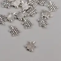 Бусины металл для творчества "Маленькая черепашка" серебро набор 15 шт