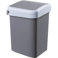 Контейнер для мусора пласт 10л прям сер с крыш-маят 196х570х480мм_434214711