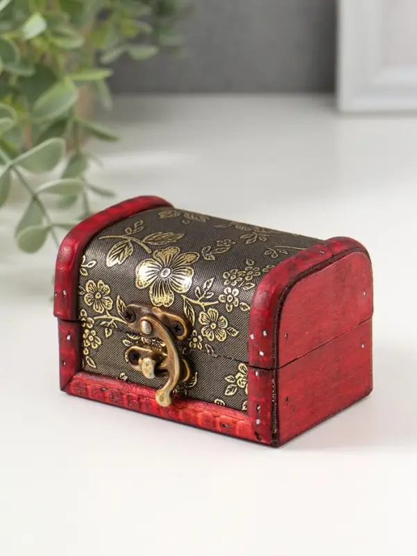 Шкатулка для украшений &laquo;Сундучок. Незабудки&raquo;, дерево, 6&times;5.8&times;8.4 см