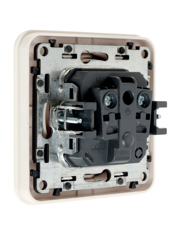 Розетка одноместная, серия  Розетка одноместная, серия "Circular", 10 А, скрытая, без з/к, белая, серебристая рамка