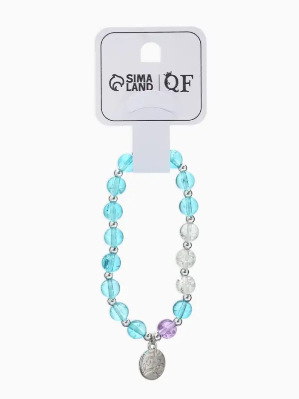 Браслет из бусин &laquo;Радость. Монетка&raquo;, d=7 см, белый, голубой