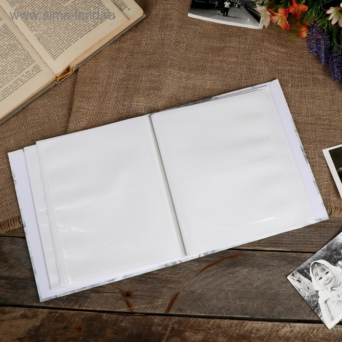 Фотоальбом на 80 фото 10х15 см  Фотоальбом на 80 фото 10х15 см "Мрамор и перо" в коробке МИКС 23х19,5х5 см