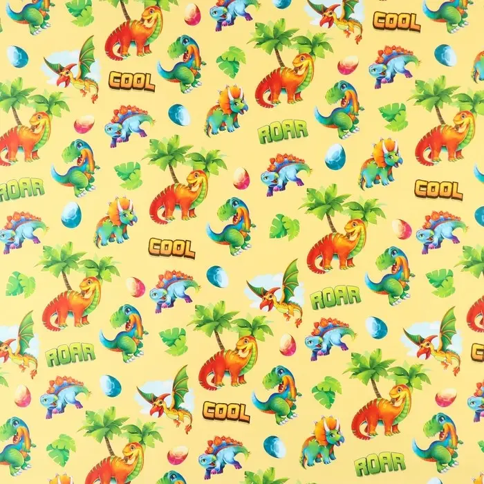 Бумага упаковочная глянцевая «Динозавры», 70 х 100 см