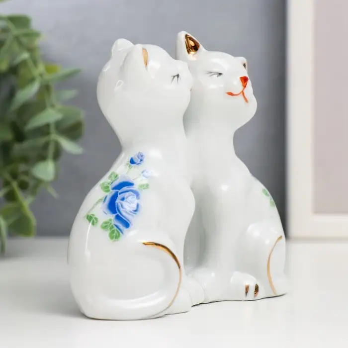 Фигурка керамика &laquo;2 котёнка в цветочек&raquo;, 9.5&times;4.5&times;10.6 см