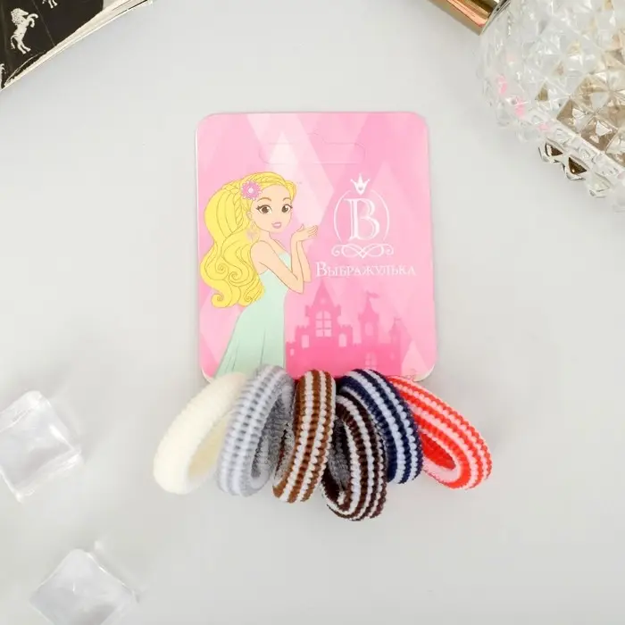 Резинка для волос Резинка для волос "Махрушка" (набор 6 шт) малышки полоски, 2 см