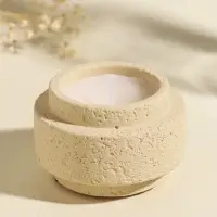 Свеча в подсвечнике вулканическом &laquo;Цилиндры&raquo;, белая, 8.1&times;8.1&times;5.4 см