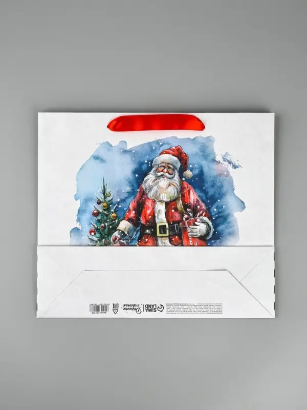 Пакет подарочный новогодний крафтовый, &laquo;Дед Мороз&raquo;, 30&times;26&times;9 см