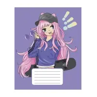 Тетрадь 12 листов в частую косую линию Calligrata "Аниме", обложка мелованный картон, ВД-лак, блок офсет, белизна 95%, МИКС