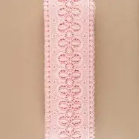 Кружево гипюровое, 83 мм, 11&plusmn;1 м, цвет нежно-розовый