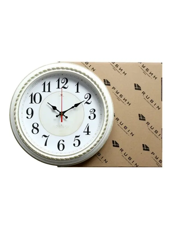 Часы настенные классические, бесшумные, плавный ход, d=28.5 см, белые, от батарейки 1&times;АА