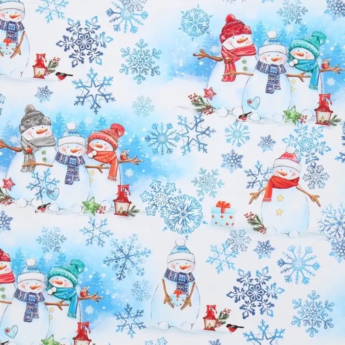 Упаковочная бумага на Новый год &laquo;Снеговички&raquo;, 70&times;100 см, глянцевая