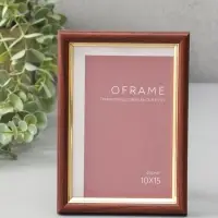 Фоторамка для фото 10х15 см "Oframe", пластик, бук с золотом, (пластиковый экран)