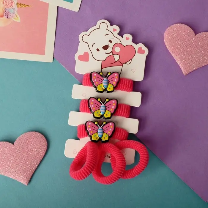 Резинка для волос "Мишутка" (набор 6 шт) бабочка, красный