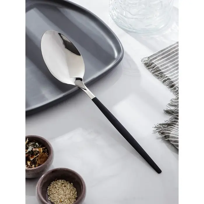 Ложка гарнирная из нержавеющей стали Magistro «Грэйс», h=27,5 см, цвет ручки чёрный, цвет головы серебряный Ложка гарнирная из нержавеющей стали Magistro «Грэйс», h=27,5 см, цвет ручки чёрный, цвет головы серебряный