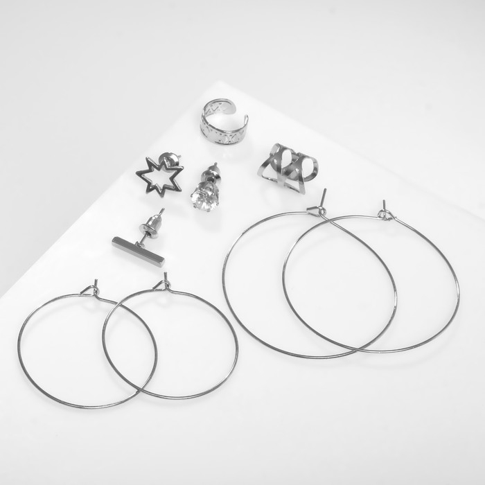 Серьги «Каффы» имидж, цвет серебро, набор