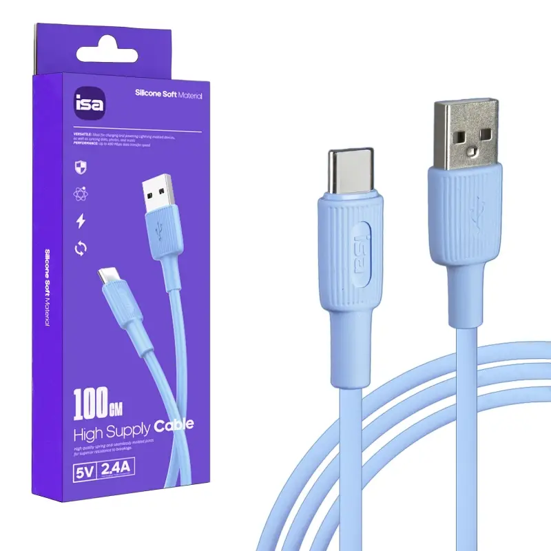 Кабель BX-1 USB на Type-C 1m 2.4A ISA синий Кабель BX-1 USB на Type-C 1m 2.4A ISA синий