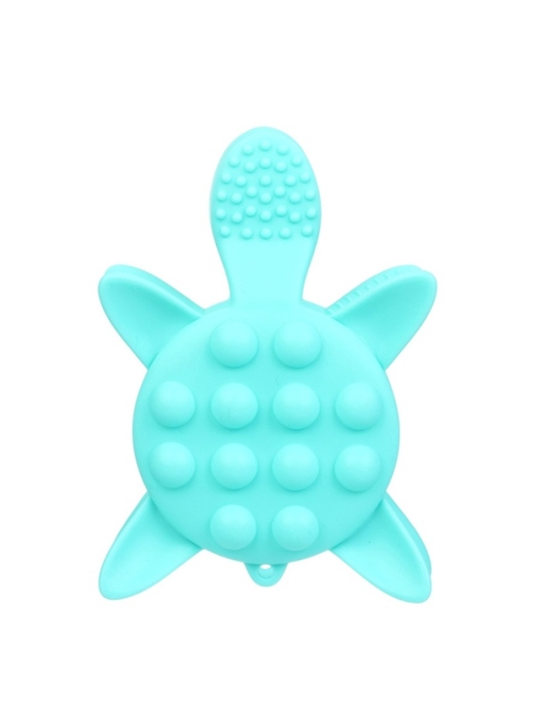 Прорезыватель силиконовый для зубов с погремушкой Крошка Я «Черепаха», бирюзовый Прорезыватель силиконовый для зубов с погремушкой Крошка Я «Черепаха», бирюзовый