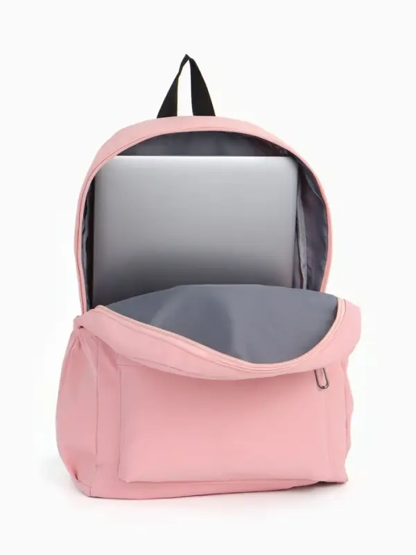 Рюкзак школьный на молнии, с карманами, с принтом, размер 30&times;12&times;43 см, розовый