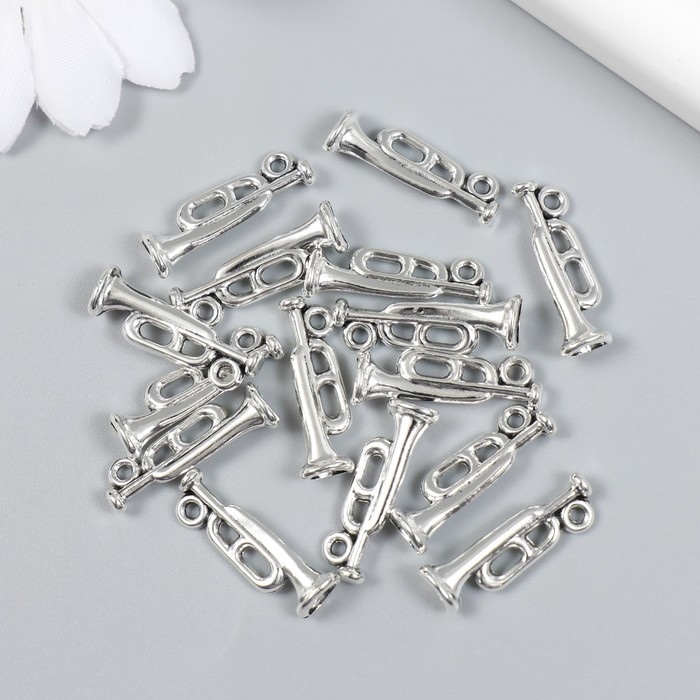 Декор для творчества металл Декор для творчества металл "Корнет" набор 15 шт серебро 0,7х2,2 см