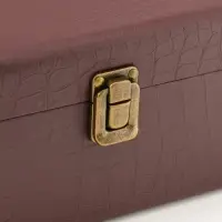 Шкатулка дерево, кожзам под бутылку "Кожа питона" коричневая 4 предмета 35х11х12 см