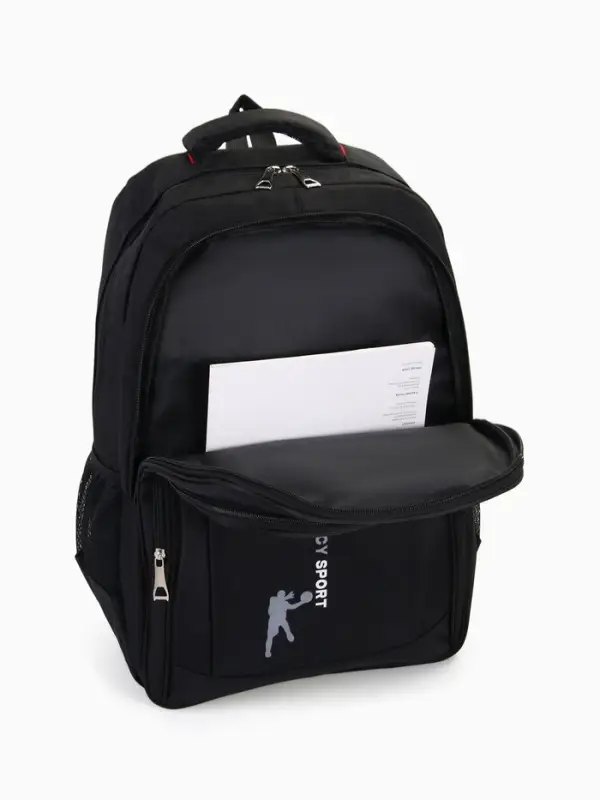 Рюкзак &laquo;СПОРТ&raquo;, со светоотражающими элементами, 37&times;17&times;54 см, 2 отдела, 3 кармана, чёрный