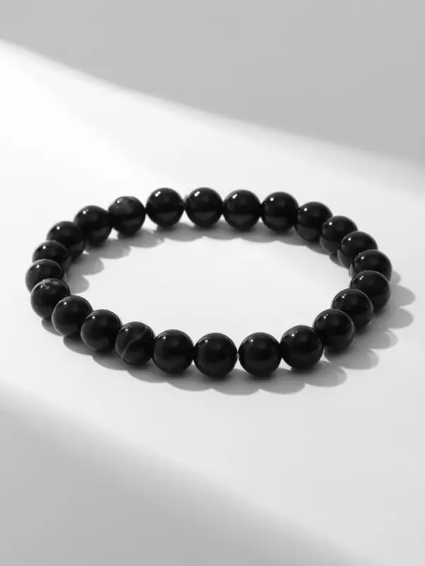Браслет из бусин &laquo;Агат&raquo;, d=5.5 см, шар №8, чёрный