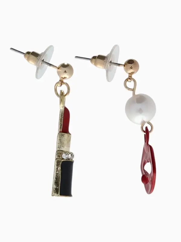 Серьги ассорти &laquo;Красотка&raquo;, помада, губы, красно-чёрные в золоте