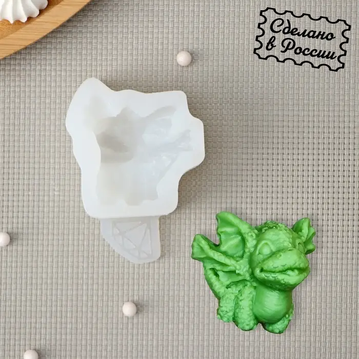 Молд для заливки &laquo;Конфетка дракоша&raquo;, силикон, 3.8&times;3.8 см, толщина 2.2 см, прозрачный