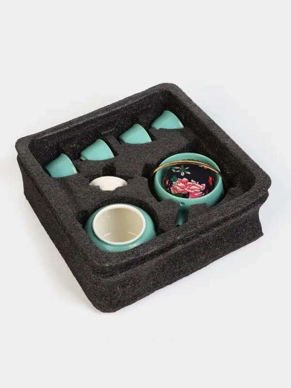 Набор для чайной церемонии &laquo;Хасима&raquo;, 9 предметов, на 4 персоны, чашка 40 мл, чайник 200 мл, керамика, бирюзовый