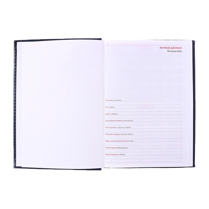 Ежедневник недатированный А5, 160 листов  Ежедневник недатированный А5, 160 листов "Небраска", обложка искусственная кожа, перфорация углов, синий