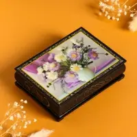 Шкатулка «Цветы в кувшине», 10×14 см, лаковая миниатюра Шкатулка «Цветы в кувшине», 10×14 см, лаковая миниатюра