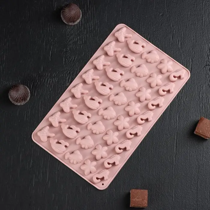 Форма для мармелада Доляна «Морские секреты», силикон, 21,5×13×1 см, 40 ячеек, цвет МИКС Форма для мармелада Доляна «Морские секреты», силикон, 21,5×13×1 см, 40 ячеек, цвет МИКС