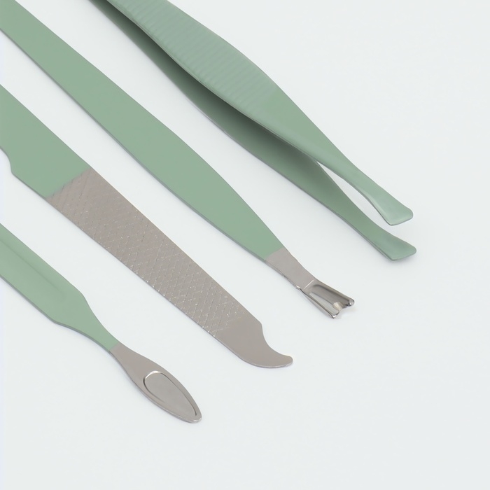 Набор маникюрный, 7 предметов, в футляре, цвет ментоловый Набор маникюрный, 7 предметов, в футляре, цвет ментоловый