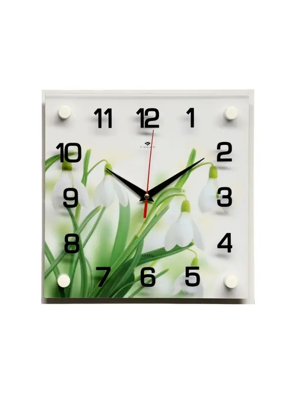 Часы настенные: Цветы, &laquo;Подснежники&raquo;, бесшумные, 25&times;25 см