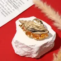 Краб для волос "Лейла море" раковина витая, 7 см, золото