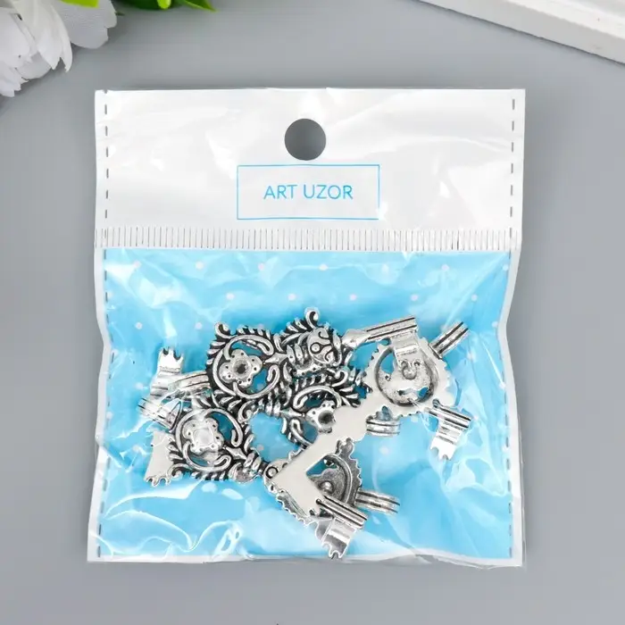 Металлический элемент, декоративная подвеска «Арт Узор. Ключ Венок с цветком», серебро, 4.7×1.9 см Металлический элемент, декоративная подвеска «Арт Узор. Ключ Венок с цветком», серебро, 4.7×1.9 см