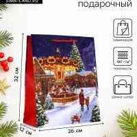 Пакет подарочный новогодний ламинированный, &laquo;Новогодний парк&raquo;, 26&times;12&times;32 см
