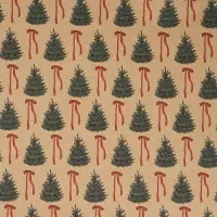 Бумага упаковочная бурый крафт &laquo;Ёлки и банты&raquo;, 50 &times; 70 см