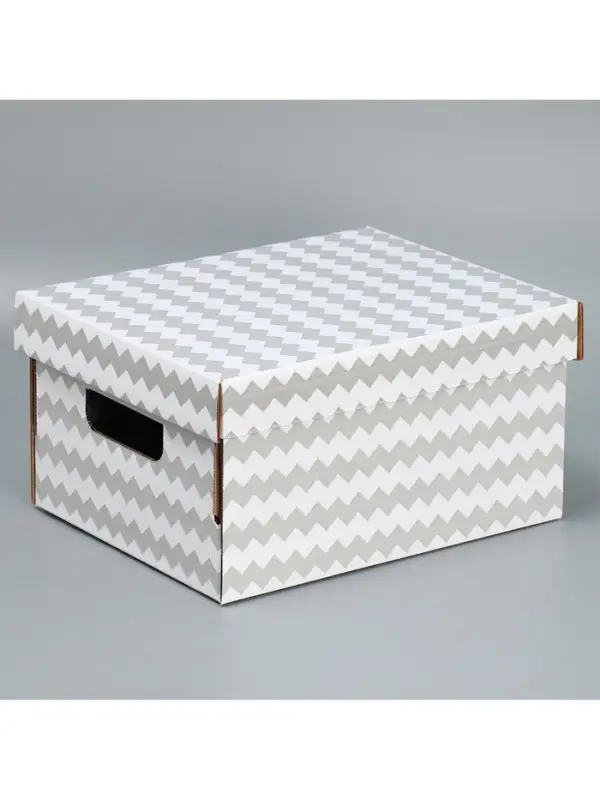 Коробка подарочная складная белая, упаковка, &laquo;Зигзаги&raquo;, 32 х 25 х 16 см