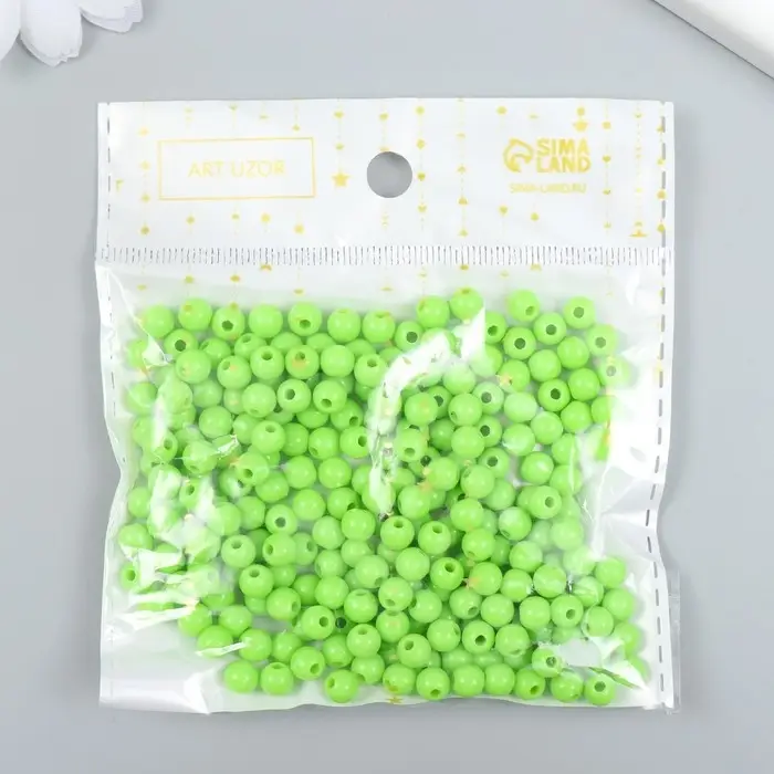 Бусины пластик "Лайм" глянец набор 25 гр d=0,6 см